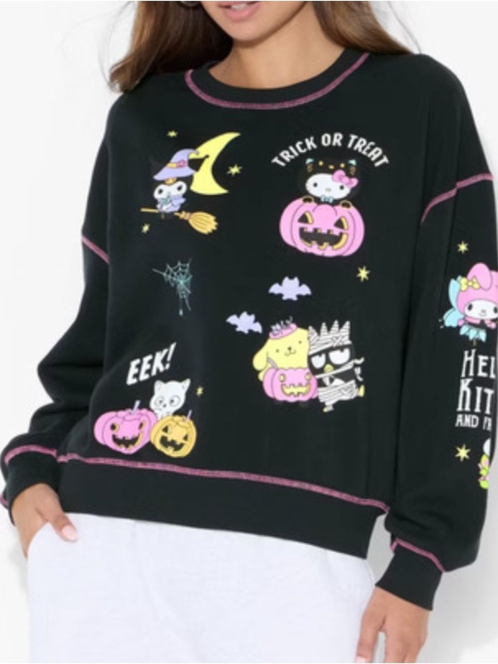 Sanrio Women's Hello Kitty Halloween Glow in Dark Graphic Sweatshirt XL